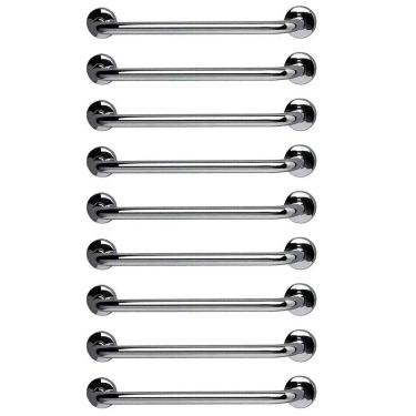 Imagem de Barra de Apoio 60cm Aço Inox Kit 9 Unidades Gestante Idoso Segurança Banheiro Box Acessibilidade Corrimao Escada Parede Suporte