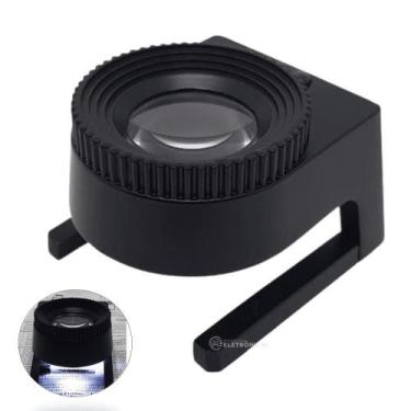 Imagem de Lupa Para Joalheiro 3 LEDs Leitura Mapas Com Régua 20x e Lente 25mm Co