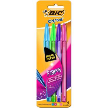 Imagem de Caneta Esferográfica BIC Cristal Fashion 4 Cores Vibrantes Ponta Média