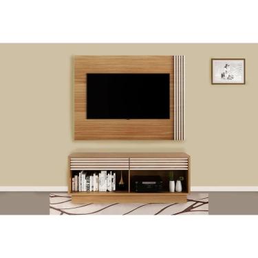Imagem de Home p/ TV até 42 Pol PL3004/RA2003 Ripado c/ 2 Gavetas 115x150cm Natural/Off White - Tecno Mobili
