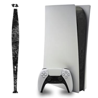 Imagem de Luck&Link Adesivo Skin para PS5 Console Center Part Protection Texture Sticker, para PS5 Disc Edition Host Middle Strip Texture Skin Scratch Resistente a Riscos (Fibra de Carbono Forjada-Preto, PS5