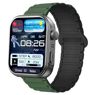 Imagem de Lamshaw Pulseira esportiva de silicone magnético de 22 mm compatível com TOZO S6, S5, S3 Smart Watch (verde, pulseira de tamanho de 22 mm)