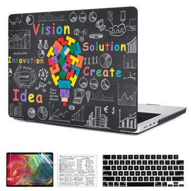 Imagem de QCzyc Compatível com MacBook Pro 16 polegadas versão 2021-2024 M4 A3403 A3186 M3 A2991 M2 A2780 M1 A2485 Pro/Max capa de plástico rígido e adesivo de teclado Mac OS e capa de teclado (lâmpada preta