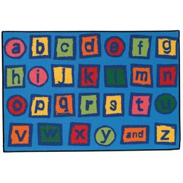 Imagem de Carpets for Kids KID$Value 48,09 Blocos de alfabeto valor tapete antiderrapante 1,2 m x 1,8 m retangular azul