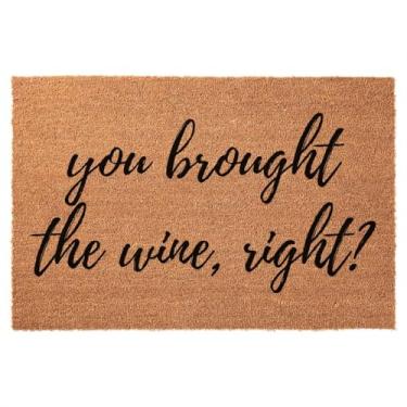 Imagem de Capacho engraçado de coco You Brought The Wine, tapete de porta frontal direita, tapete de entrada ao ar livre, tapetes de boas-vindas para alpendre, entrada natural, marrom coco, capacho para