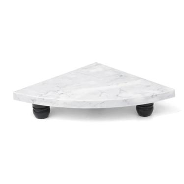 Imagem de GMYIAK Bandeja de Pedestal de Decoração de Mármore, Pedestal de Mármore Decorativo para Exibição de Decoração, Suporte de Pedestal Decorativo para Decoração de Balcão de Cozinha (Branco-S)