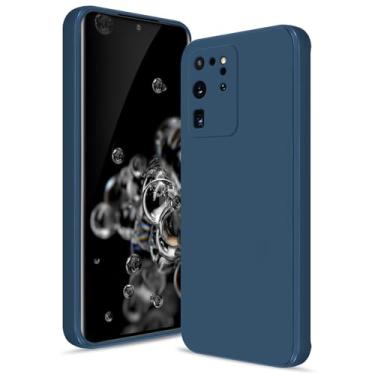 Imagem de Btstring Capa para Samsung Galaxy S20 Ultra, capa de silicone macio com proteção de câmera atualizada, capa fina à prova de choque com forro de microfibra antiarranhões, azul