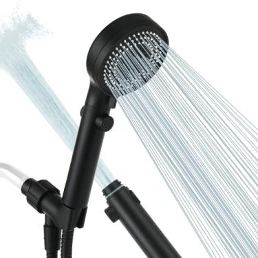 Imagem de DOILIESE Chuveiro com Jato de Mão, Chuveiro de Alta Pressão com Interruptor Liga/Desliga, Chuveiro de 3 Modos com Mangueira, Preto Fosco