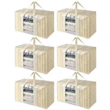 Imagem de Reniteco Sacos de mudança extragrande, sacos de armazenamento pesados, sacos de embalagem, bolsas economizadoras de espaço, bolso para etiqueta, bolsas de mudança (faixa colorida com janela, pacote