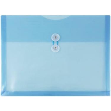 Imagem de JAM PAPER Envelopes de plástico com fecho de botão e cordão de amarrar - Folheto de letras - 23,5 x 33,5 cm - azul - pacote com 3
