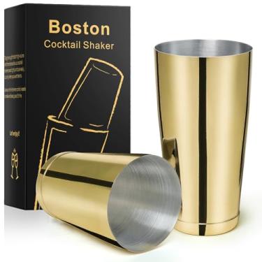 Imagem de Aço inoxidável Boston Shaker – 2 peças 18oz e 28oz Professional Bartender coqueteleira Bartender Kit – CTSK0013, Dourado