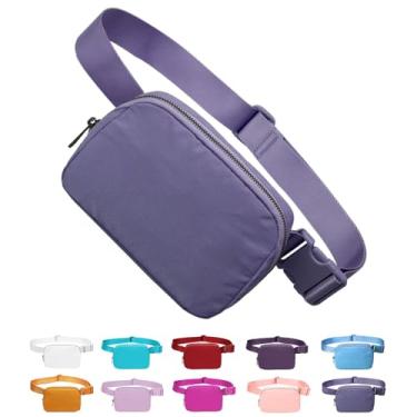 Imagem de Tapp Collections Mini bolsa transversal unissex com alça ajustável pequena bolsa de cintura para treino, corrida, viagem, caminhada, Íris roxo, 8’’ x 2’’ x 5’’