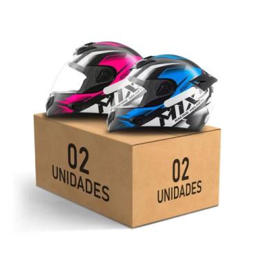 Imagem de Kit 2 Capacetes Mixs MX2 Storm Fechado Moto Masculino Feminino, ROSA -