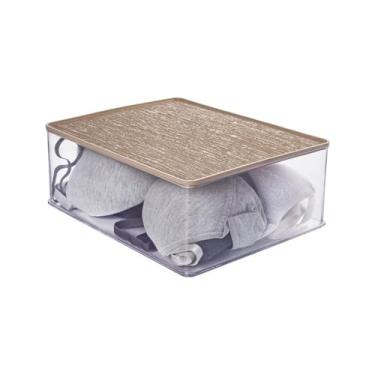 Imagem de Caixa Organizadora Acrílica Grande Multiuso Empilhável Com Tampa Cozinha Banheiro
