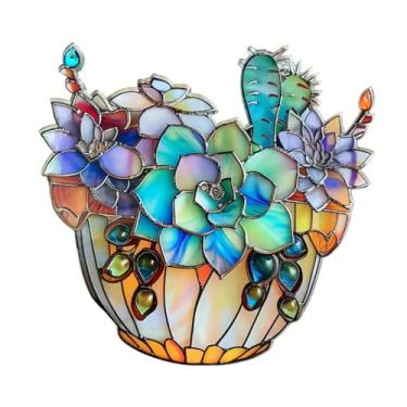 Imagem de Ｂｅｓｇａ Plantas em vaso pendurado sinal de plantadeira plana planta de presente de arte de presente de arte de flor Ornamento de flor para estante de estante, Style C