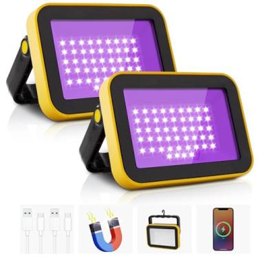 Imagem de CREPOW Luz preta de LED recarregável, luz negra portátil alimentada por bateria, holofote LED de 400 nm, luzes pretas, festa neon brilhante, pesca de gato com luz negra, Halloween, decoração que