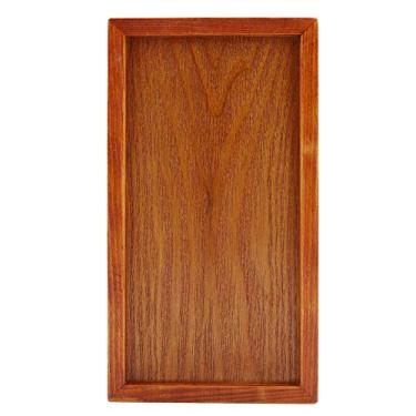 Imagem de Bandeja de servir retangular de madeira para servir pratos de mesa lanches para armazenamento de alimentos para casa de hotel, Marrom, 22*12cm/8.7*4.7in, 1