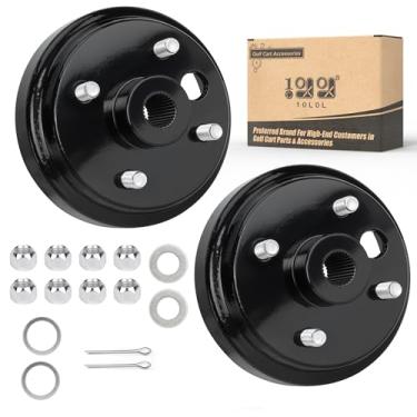 Imagem de 10L0L Conjunto de cubo de tambor de freio para carrinho de golfe para EZGO 1991-up com motores a gás de 4 ciclos, substitui OEM 21807-G1 21807G1 41843-94, pacote com 2