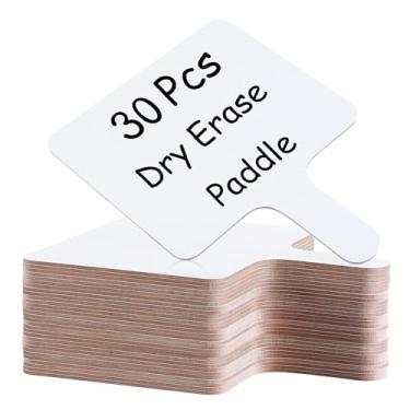 Imagem de 30 peças de remo apagável a seco quadro branco de madeira portátil de 18 x 23 cm quadro branco de dupla face apagável a seco para estudantes, sala de aula, jogos, leilão de festa, palmas para votação