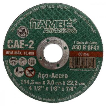 Imagem de Disco Corte Ferro Itambe 4.1/2''X1/8X7/8''- 2 Telas Cae-2 - Kit C/10 P