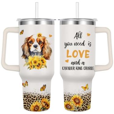 Imagem de Caiibaoob Copo King Charles Cavalier para mulheres, copo de viagem isolado a vácuo 1,134 g