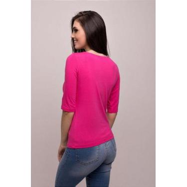 Imagem de Blusa Básica 3/4 Lisa - Petry, P, Rosa