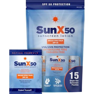 Imagem de CoreTex Sun X Pacotes de proteção solar individual FPS 50 tamanho de viagem (15 quilates com bolsa resselável) - livre de parabenos, oxibenzona, octinoxato - protetor solar de amplo espectro (UVA/UVB)