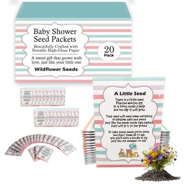 Imagem de Pacotes de sementes de mamãe para abelha | lembrancinhas de chá de bebê de menina ou menino para convidados | 20 pacotes de sementes de flores silvestres | Pré-cheios | Mistura de buquê de flores