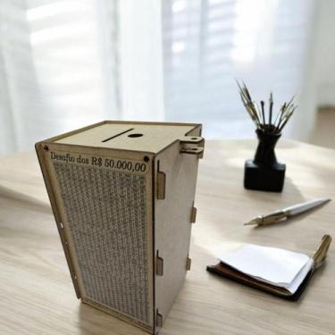 Imagem de Cofre Guardar Dinheiro Woodbox Japones Kakebo Desafio 50 Mil - Indústr