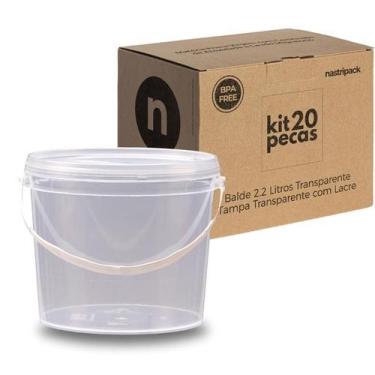 Imagem de Balde Para Restaurante De 2.2L Transparente - Kit 20 Pçs - Nastripack