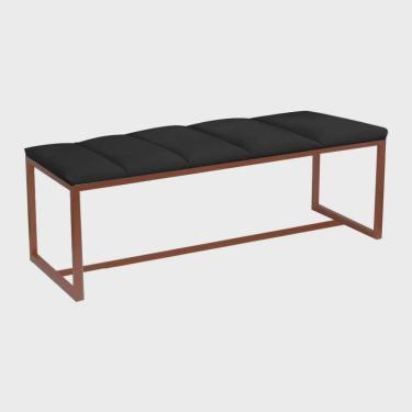 Imagem de Calçadeira Industrial Carla 100cm Solteiro Quarto Box Cama Ferro Bronze Suede Preto - Ahz Móveis