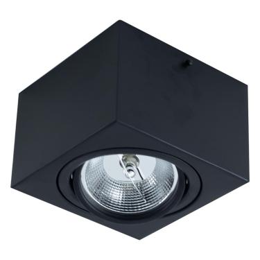 Imagem de Plafon Spot Alumínio Sobrepor Quadrado Preto p/ LED AR111 ST2899