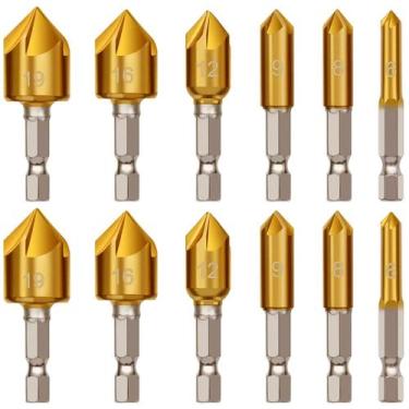 Imagem de Jogo 12 Brocas Escareadoras Chanfrar Madeira Aluminio 6-19mm - IDEA