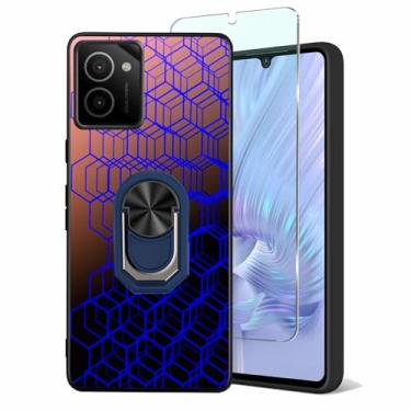 Imagem de Tuxiwei Capa de TPU macio para HMD Vibe N159V TA-1590, protetor de tela HMD Vibe vidro flim com suporte de anel integrado giratório suporte de dedo [suporte magnético para carro] pintura geométrica