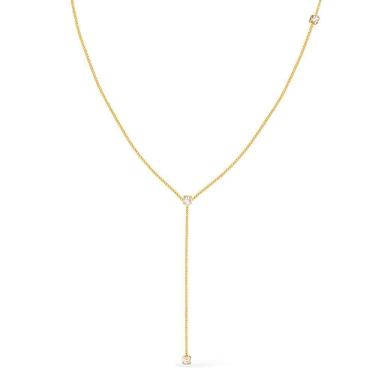 Imagem de Colar Dourado Gravatinha Com Pontos De Luz Em Zircônia