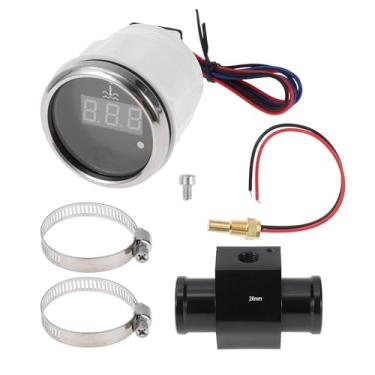Imagem de A ABSOPRO Kit universal de medidor de temperatura da água digital de 2,6 cm com adaptador de sensor de radiador de tubo de junta preta 100-300F - Visor LED automotivo DC 12V