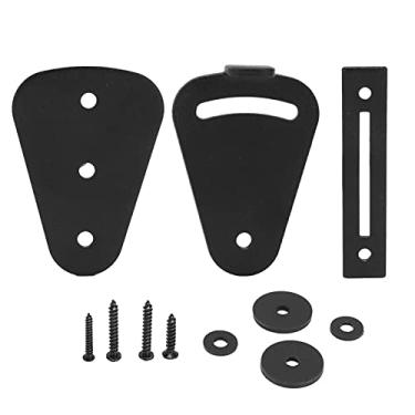 Imagem de Aço de Carbono Pesado Aço de Aço Deslizante Portão de Trava de Trava de Trava, Revestimento Em pó Preto para Privacidade de Segurança, Fácil de Instalar para a Porta do Celeiro