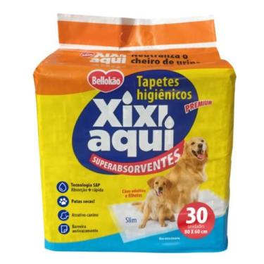 Imagem de Tapete Higiênico Pet Xixi Aqui 80x60cm Com 30un - Bellokão