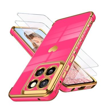 Imagem de Dretal Capa para Motoro Moto-G-Stylus-5G-2025 com 2 películas protetoras, para meninas, mulheres, fofa, feminina, amor, coração, luxuosa, dourada, macia, proteção para câmera, bumper de silicone, à