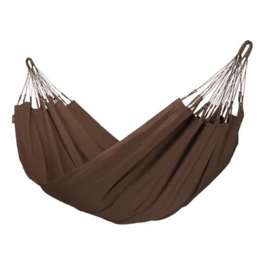 Imagem de Rede De Descanso Dormir Balanço Casal Jeans Reforçada Grande 3,6 Metros - Ideal Para Camping, Hotel, Praia, Acampamento, Jardim, Varando, Sítio, Chárcara, Apartamento, Viagem, Fazenda (Marrom)