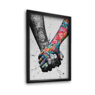 Imagem de Quadro Sempre Unidos Mãos Dadas Seguras Grafite Com Moldura e Vidro