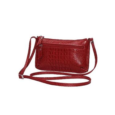 Imagem de Bolsa Feminina Transversal Pequena Couro Legítimo Ziper Madamix MDXB364 (Vermelha)
