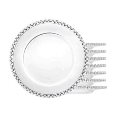 Imagem de Jogo 8 Pratos de Sobremesa 20cm Coração Cristal Transparente Lyor