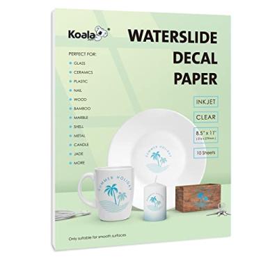 Imagem de Papel decalque Koala Waterslide transparente para jato de tinta, 10 folhas de 21 x 28 cm, papel de transferência de escorregador de água transparente imprimível para copo faça você mesmo, caneca,