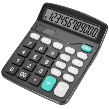 Imagem de DANRONG Calculadora de mesa com botões grandes, fonte de alimentação dupla, energia solar e bateria, tela de exibição grande – perfeita para escritório, professores e estudantes (preto)