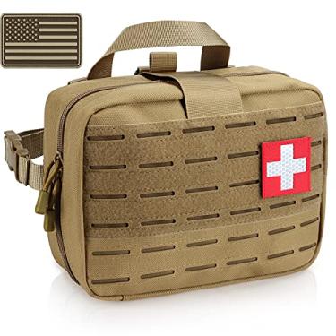 Imagem de LIVANS Bolsa médica Tactical Molle de tamanho atualizado, bolsa de primeiros socorros, bolsa IFAK de grande capacidade, bolsa Molle EMT, bolsa removível de liberação rápida com suporte para encosto de