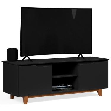 Imagem de Rack Para Sala Bancada De 55 Pol 139cm Flow Preto - Ej Móveis