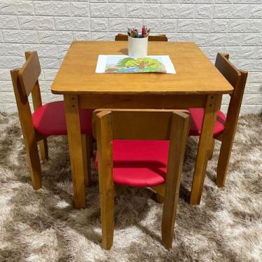 Imagem de Conjunto Infantil Mesa com 4 Cadeirinhas Estofadas - CFC, Vermelha