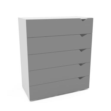 Imagem de Cômoda Porto 5 Gavetas Cinza e Branca