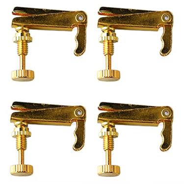 Imagem de 4 peças de ajustador de cordas de metal para violino, acessório de instrumento musical preto dourado (ouro)